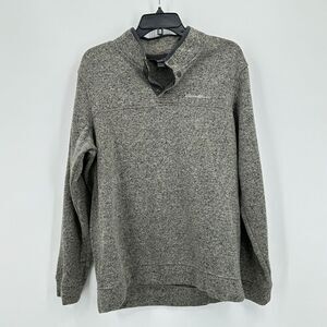 Eddie Bauer Radiator Sweater Mens L‎ Gray Green Fleece Mock Neck Outdoor Hiking